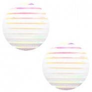 Basic Cabochon 20mm stripe White holographic